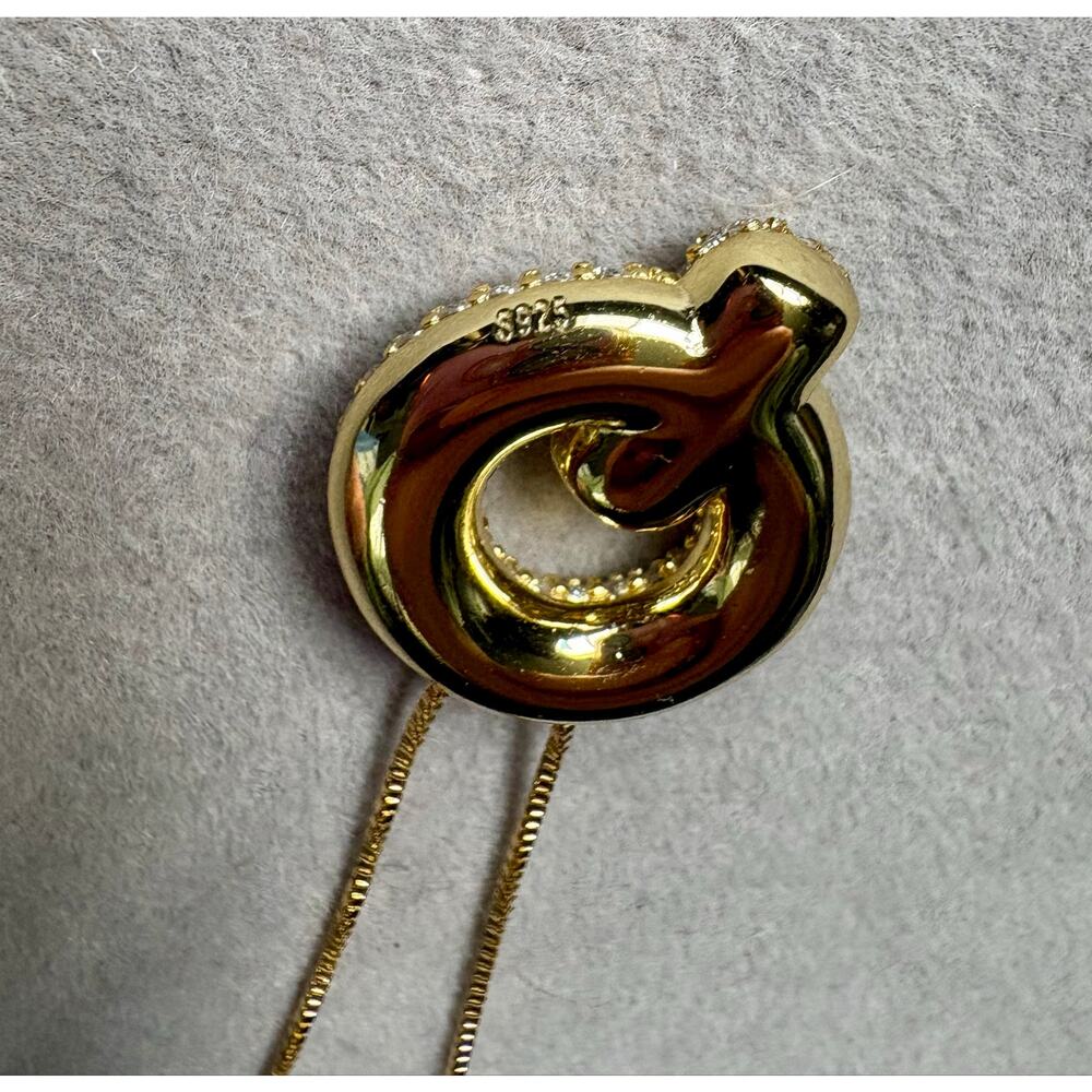 Moissanite 'Q' Letter Pendant - Gold Plated 925 Sterling - Picture 5 of 9